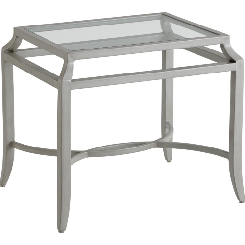 Silver Sands Outdoor End Table in Gray Aluminum & Glass
