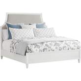 Inverness CA King Bed in Winter Wheat Fabric & White Wood