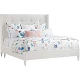 Arlington Queen Platform Bed in Tufted White Chenille Fabric