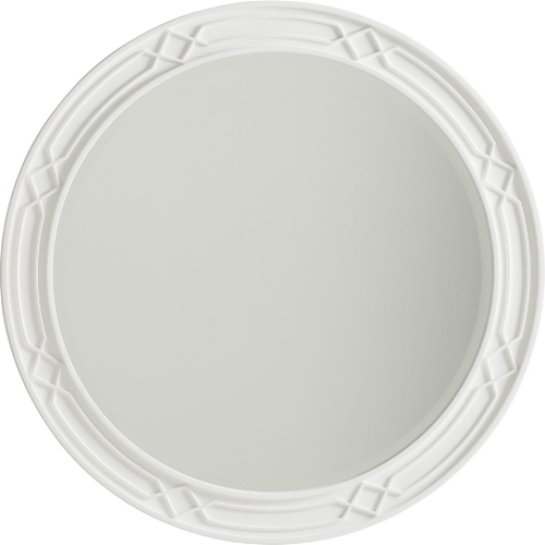 Carreno Round Mirror In White Fretwork