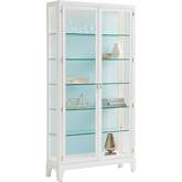 Lakeshore Curio Cabinet in White, Sky Blue & Tempered Glass