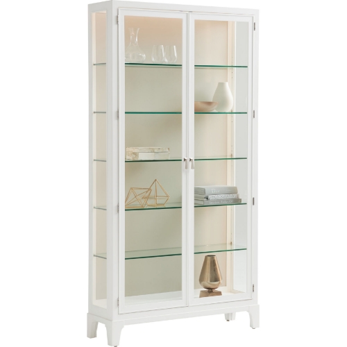 Lakeshore Curio Cabinet in White, Taupe & Tempered Glass