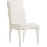 Darien Dining Chair in White Fabric & White Wood (Set of 2)