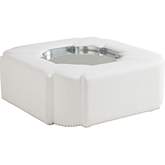 Clarendon Cocktail Table in Winter White Leatherette & Mirror