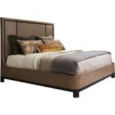 Cape Verde Panel King Bed in Taupe & Espresso Finish Wood
