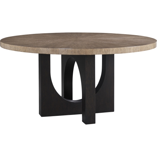 Regent 60" Round Dining Table in Taupe & Espresso Finish Wood