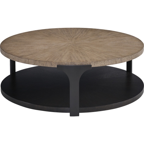 Kenya Round Coffee Table in Taupe & Espresso Wood & Umber Metal
