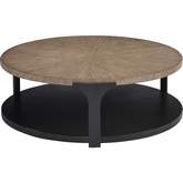 Kenya Round Coffee Table in Taupe & Espresso Wood & Umber Metal