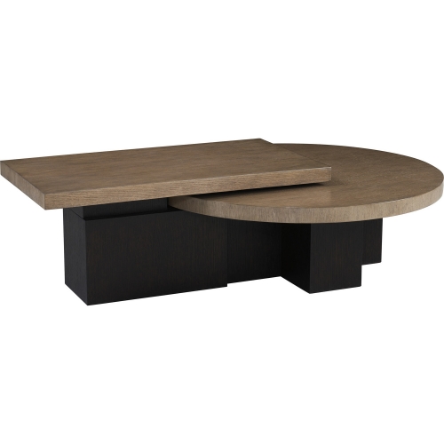 Portofino Nesting Cocktail Coffee Table in Taupe & Espresso Finish Wood