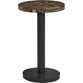 Kampala Round Side Table in Honed Dark Emperador Marble & Metal