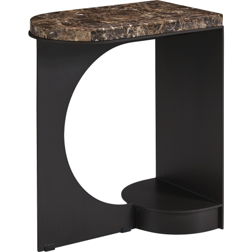 Novella Side Table in Honed Dark Emperador Marble & Metal