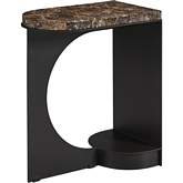 Novella Side Table in Honed Dark Emperador Marble & Metal
