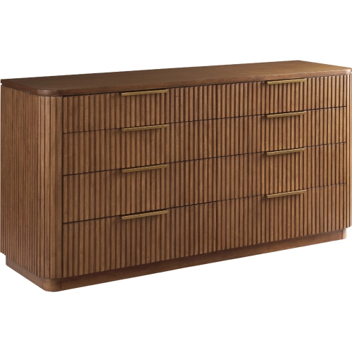 Belcourt 8 Drawer Double Dresser in Wood & Satin Gold