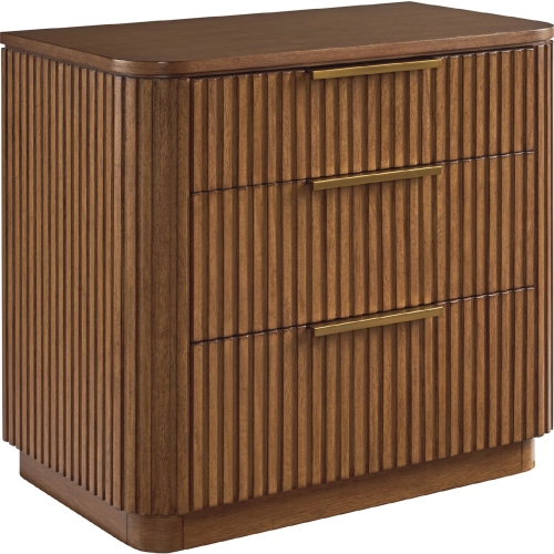 Mission Bay Nightstand in Wood & Satin Gold