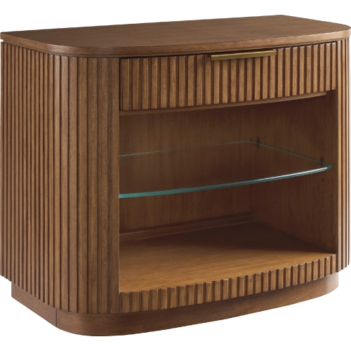 Tustin Open Nightstand in Wood & Glass