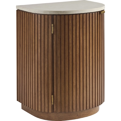 Aviara Demilune Nightstand in Wood & Anticato Marble