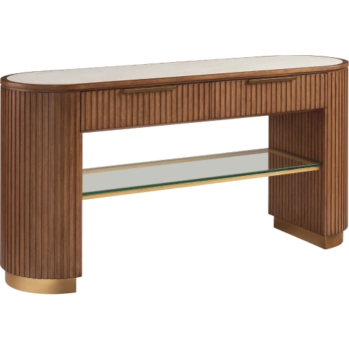 Dana Point Server Buffet in Wood, Anticato Marble, Gold & Glass