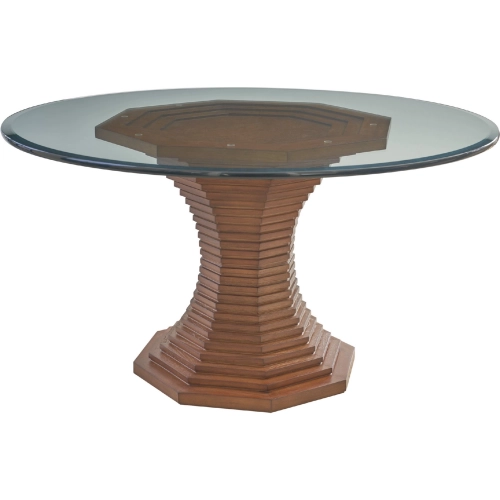 Cabrillo 54" Round Dining Table in Waterfall Wood & Glass