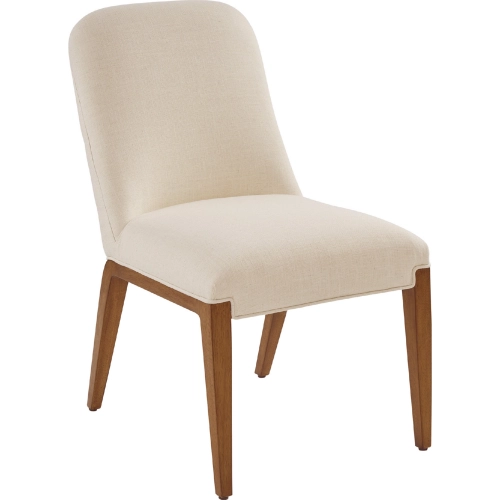 Seacove Dining Side Chair in Wood & Sailview Linen Weave Fabric