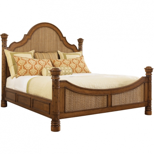 Round Hill CA King Bed in Woven Lampakanai & Wood