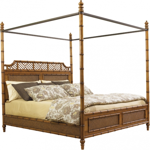 West Indies King Canopy Bed in Bamboo & Rattan