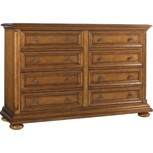 Martinique 8 Drawer Double Dresser in Brown Wood