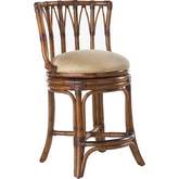 South Beach Swivel Counter Stool in Bent Rattan & Gold Sand Fabric