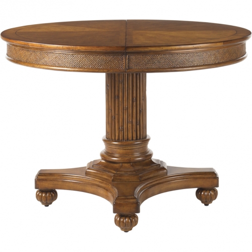 Cayman 42" Round to 60" Oval Dining Table in Brown Wood