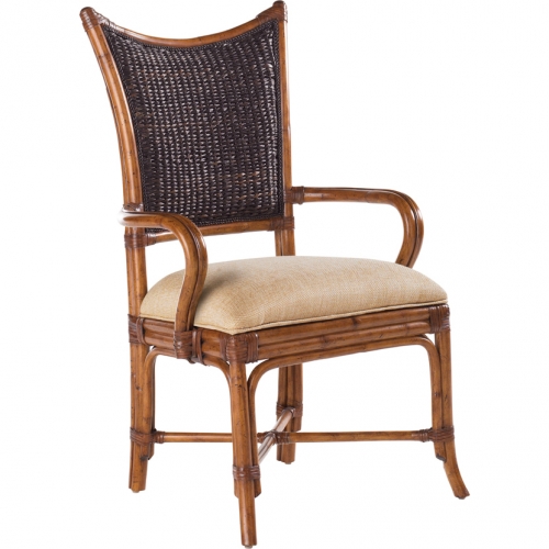 Mangrove Dining Arm Chair in Brown Woven & Gold Sand Fabric (Set of 2)