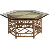 Key Largo Cocktail Table in Woven Rattan & Glass