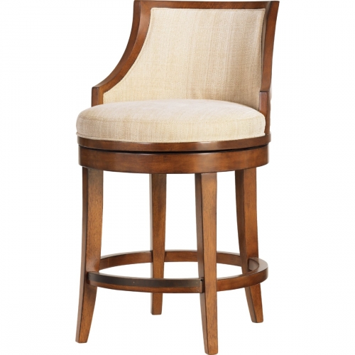 Cabana Swivel Counter Stool with Back Slats in Bali with Cream Fabric