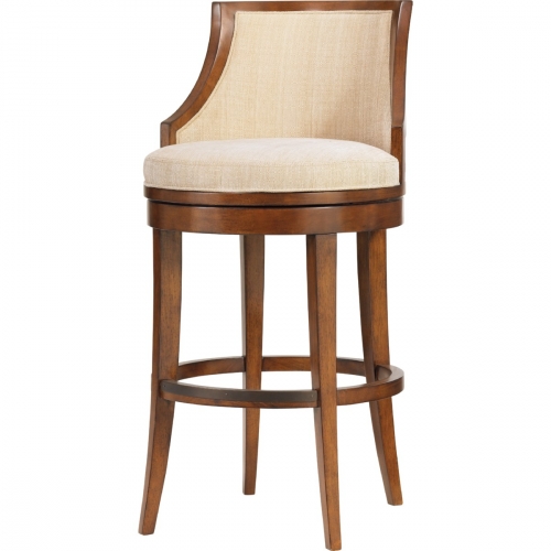 Cabana Swivel Bar Stool with Back Slats in Bali with Cream Fabric