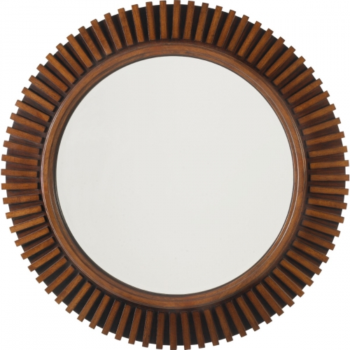 Reflections Mirror with Radial Slat Design in Bali & Dark Walnut