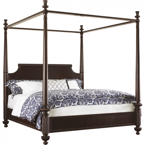 Diamond Head King Canopy Bed in Tobacco Brown Mahogany