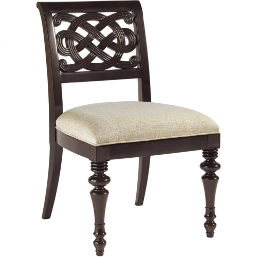 Molokai Dining Side Chair in Golden Ivory Fabric & Wood (Set of 2)