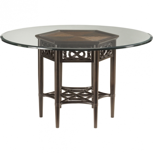 Sugar & Lace 60" Round Dining Table in Kona Sugarcane, Mahogany & Glass