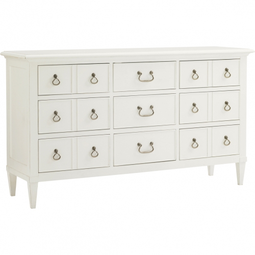 Grotto Isle 9 Drawer Dresser in White Wood