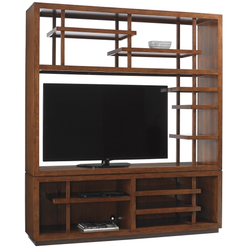Island Fusion Taipei Media Bookcase Entertainment Center in Brown