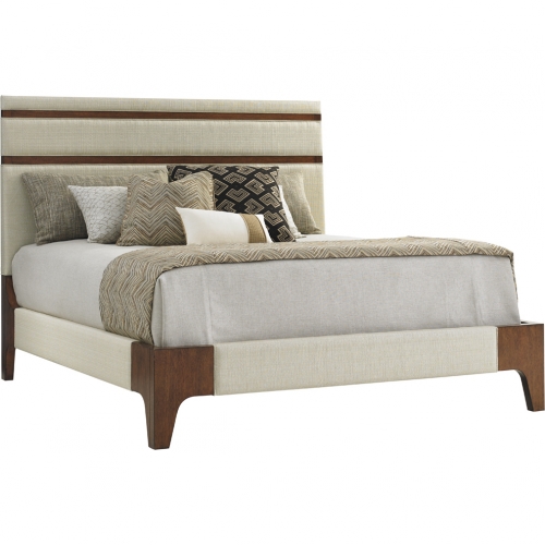 Mandarin CA King Bed in Oyster Fabric & Wood
