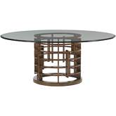 Meridien 72" Round Dining Table in Wood & Glass