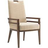 Coles Bay Dining Arm Chair in Gold Fabric & Wood (Set of 2)