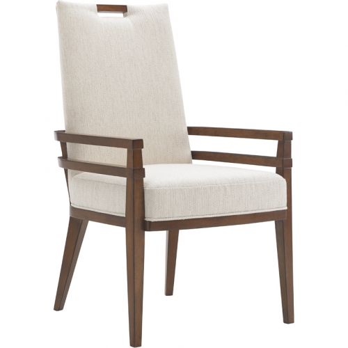 Coles Bay Dining Arm Chair in Ivory Fabric & Wood (Set of 2)