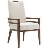 Coles Bay Dining Arm Chair in Ivory Fabric & Wood (Set of 2)