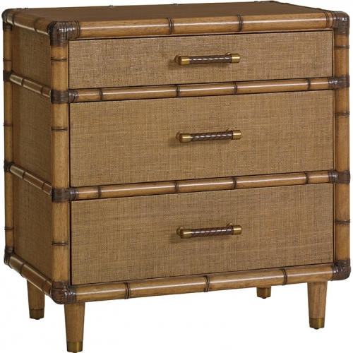 Parrot Cay 3 Drawer Nightstand in Raffia & Bamboo