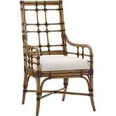 Seaview Dining Arm Chair in Rattan & Sand Fabric (Set of 2)