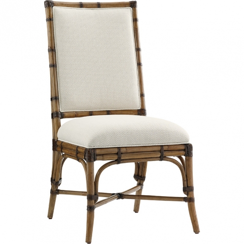 Summer Isle Dining Chair in Rattan & Sand Fabric (Set of 2)