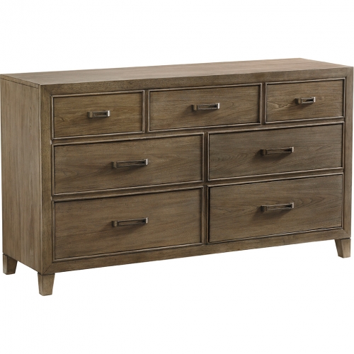 Lockeport 7 Drawer Triple Dresser in Weathered Driftwood Gray Finish