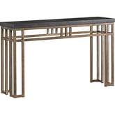 Montera Travertine Console Table in Stained Travertine & Sienna Metal