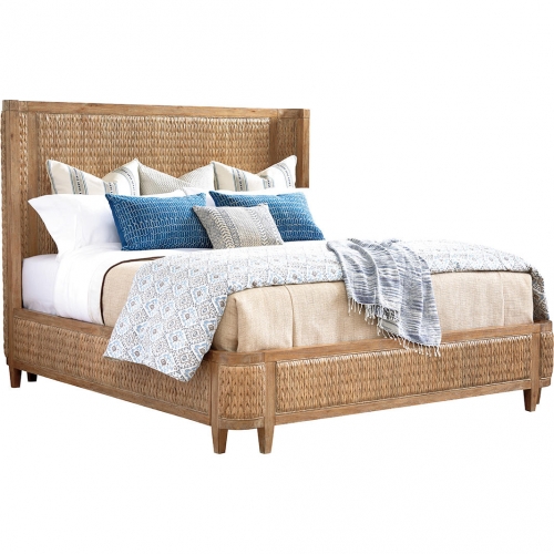 Ivory Coast King Bed in Woven Banana Leaf & Wood