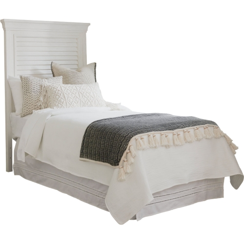 Royal Palm Louvered Shutter Twin Headboard in Shell White Wood
